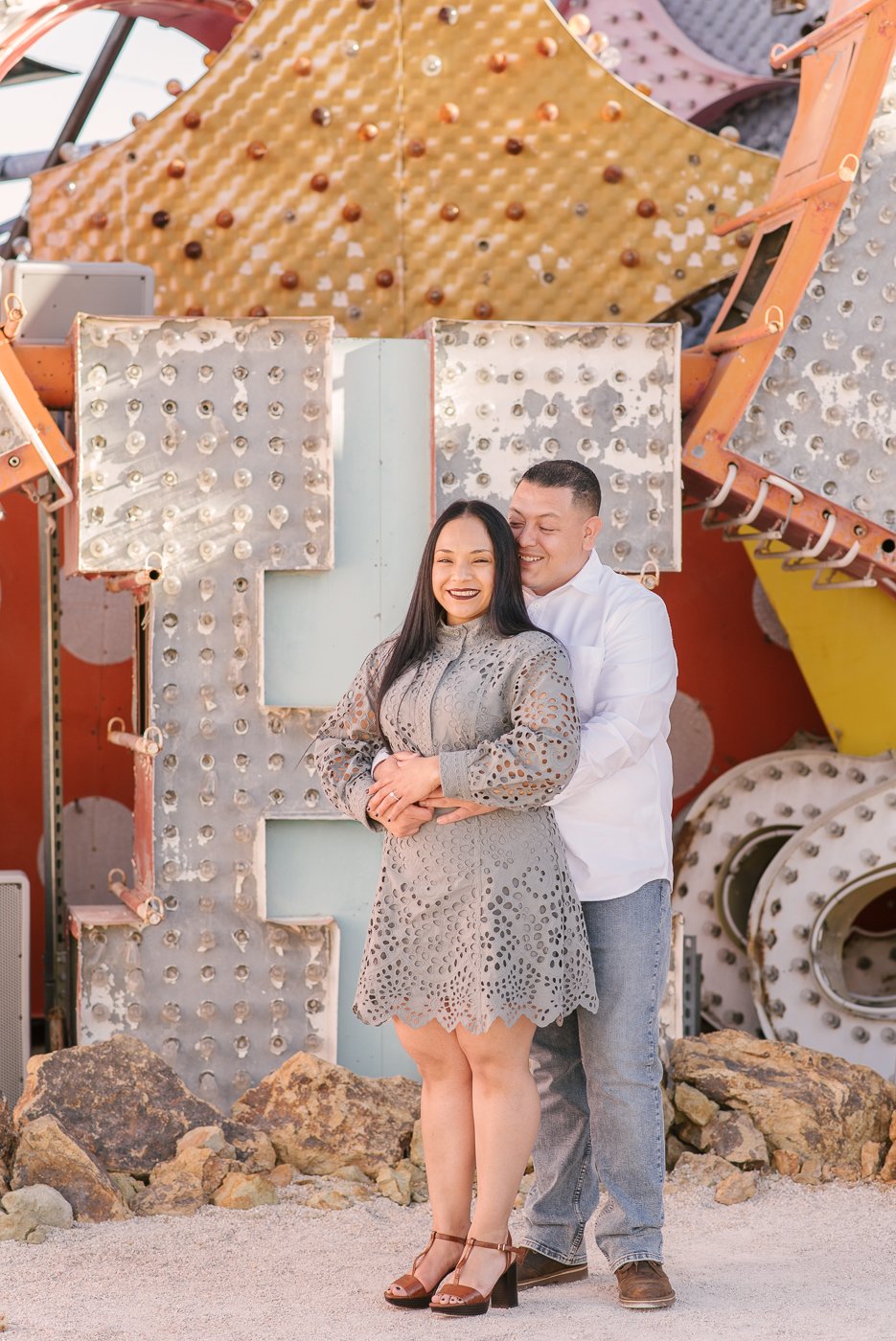 engagement couple at neon museum
