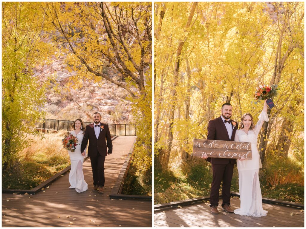 red rock canyon fall elopement ceremony 