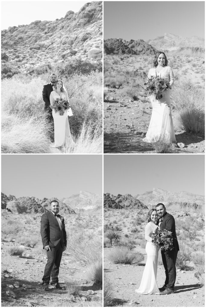 red rock canyon fall elopement photo session in black and white
