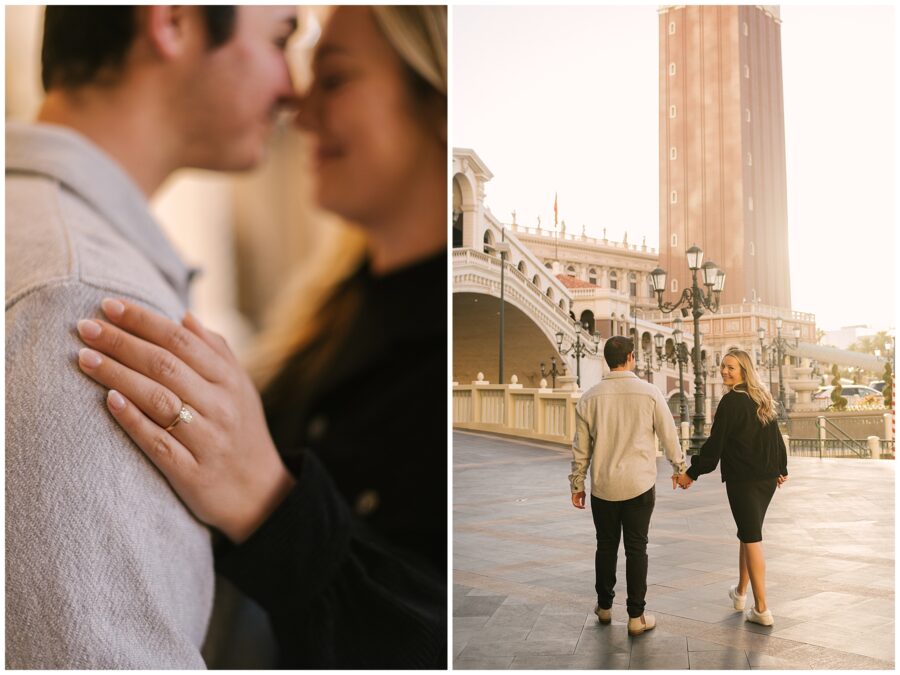 las vegas engagement photo with ring as focus