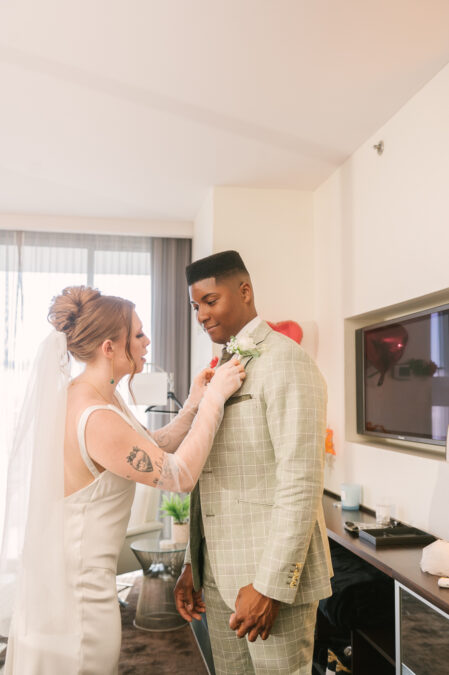 bride and groom first look