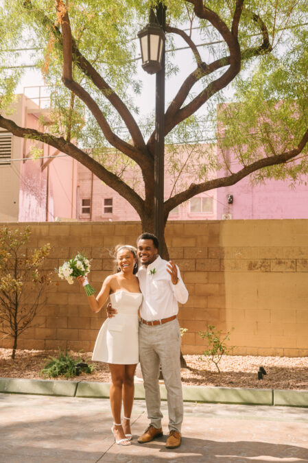 newlyweds in downtown las vegas