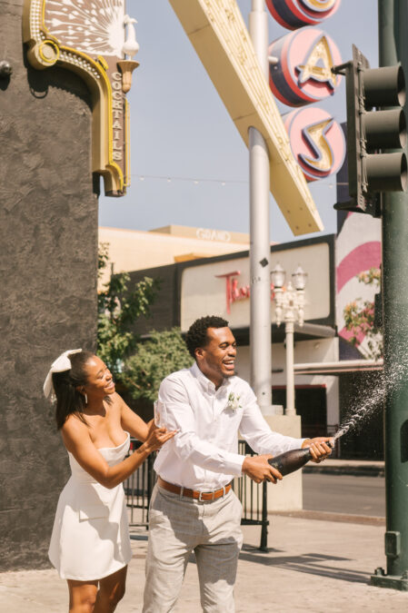 champagne spray on fremont st las vegas