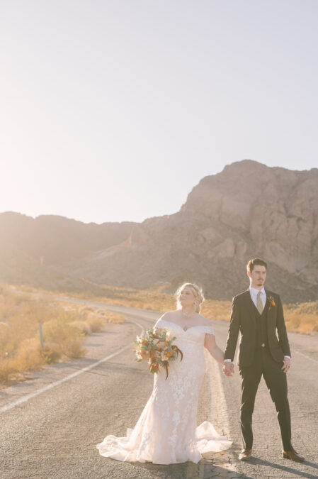las vegas epic desert road photo of bride and groom