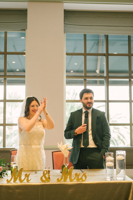 las vegas bride and groom at park mgm micro wedding reception