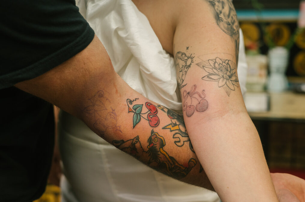 las vegas bride and groom's wedding day tattoos