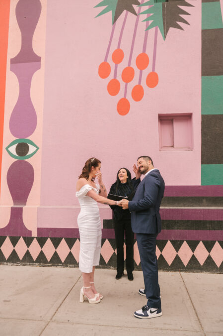 elopement ceremony on fremont street in downtown las vegas