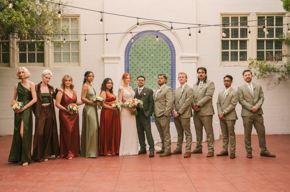 Las Vegas fall themed wedding party at the historic 5th street school in downtown 